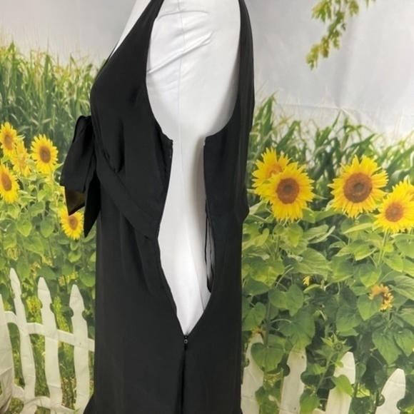 MAX & CLEO Black Ruffle Flounce V-neck Midi 10 - Picture 3 of 13